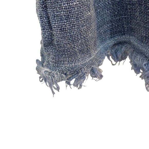 Ladies Venti6 Linen Blend Blue V Neck Raw Hem Blouse Size Medium - Picture 3 of 12